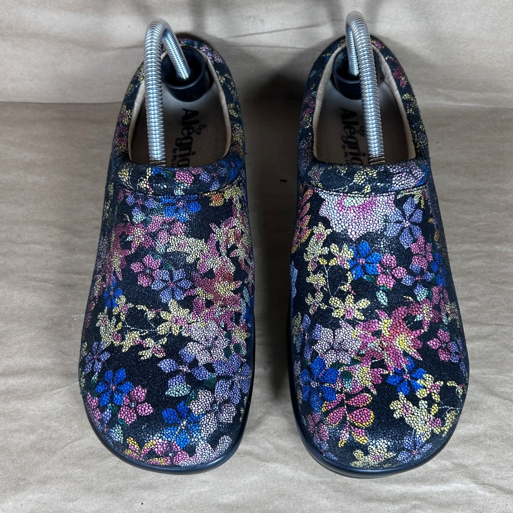 Alegria Kay Bloomies Floral Leather Clogs Mules Multi Color Womens US 10-10 1/2 - Picture 4 of 10